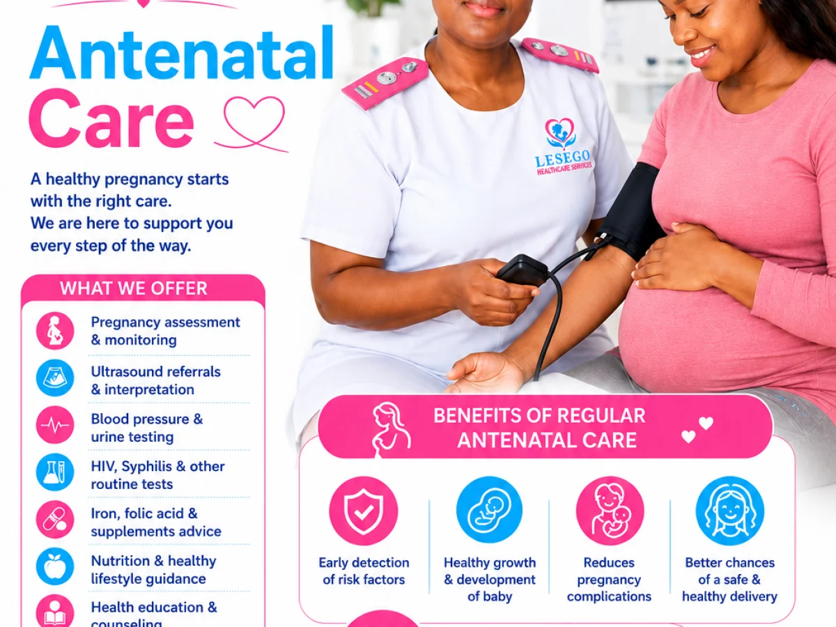 Lesego Healthcare midwife caring for mother and newborn